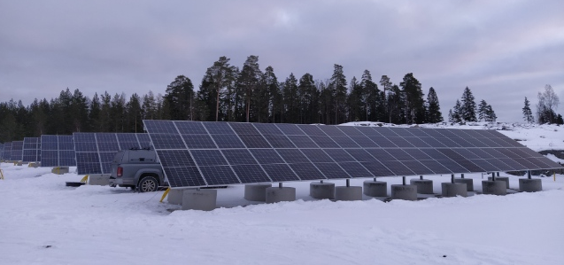 Solar panels installed on the ground